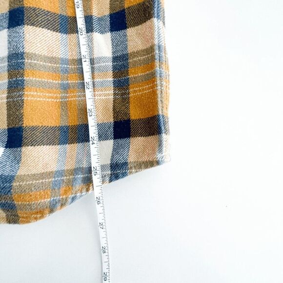 Billabong Men's Yellow Plaid Flannel Two Pockets Buttons Up Long Shirt Shacket L - Picture 5 of 7